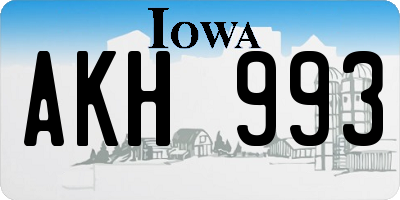 IA license plate AKH993