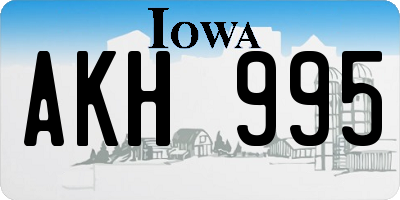 IA license plate AKH995