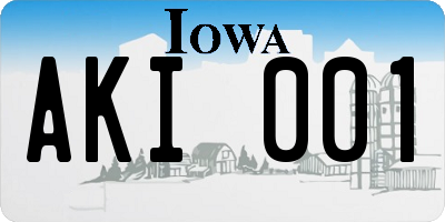 IA license plate AKI001
