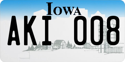 IA license plate AKI008
