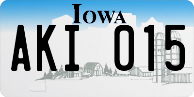 IA license plate AKI015