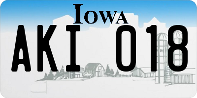 IA license plate AKI018