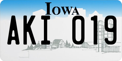 IA license plate AKI019