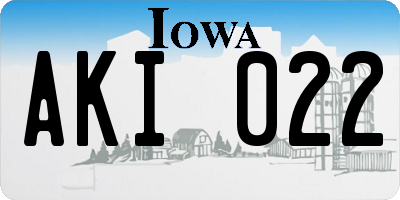 IA license plate AKI022