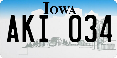 IA license plate AKI034