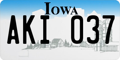 IA license plate AKI037