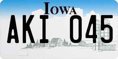 IA license plate AKI045