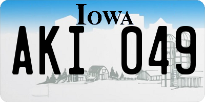 IA license plate AKI049