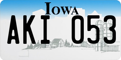 IA license plate AKI053