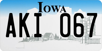 IA license plate AKI067