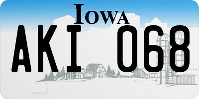 IA license plate AKI068