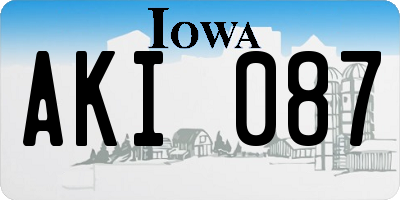 IA license plate AKI087