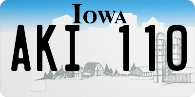 IA license plate AKI110