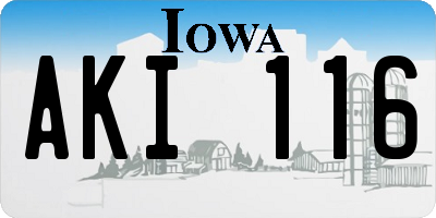 IA license plate AKI116