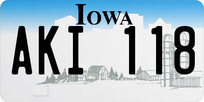 IA license plate AKI118