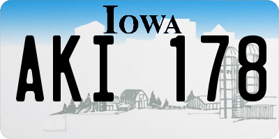 IA license plate AKI178