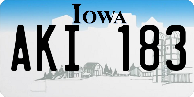 IA license plate AKI183