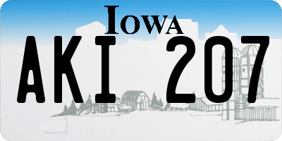 IA license plate AKI207