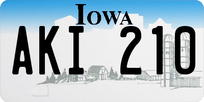 IA license plate AKI210