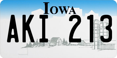 IA license plate AKI213