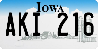 IA license plate AKI216