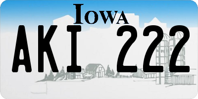 IA license plate AKI222