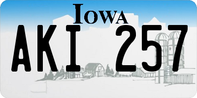 IA license plate AKI257