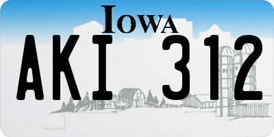 IA license plate AKI312