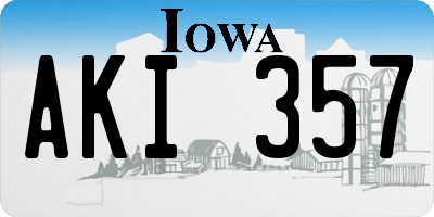 IA license plate AKI357