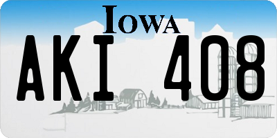 IA license plate AKI408