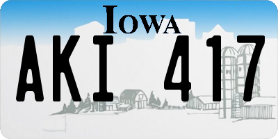 IA license plate AKI417