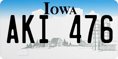 IA license plate AKI476