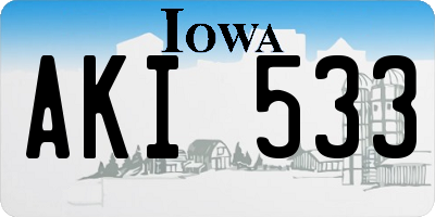 IA license plate AKI533