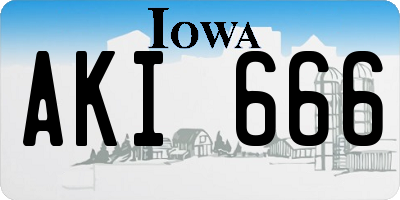 IA license plate AKI666