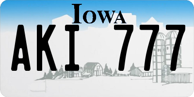 IA license plate AKI777