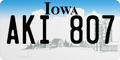IA license plate AKI807