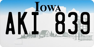 IA license plate AKI839