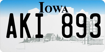 IA license plate AKI893