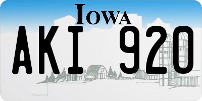 IA license plate AKI920