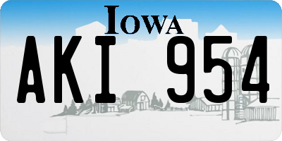 IA license plate AKI954