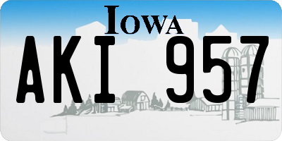 IA license plate AKI957