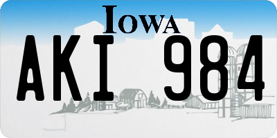 IA license plate AKI984