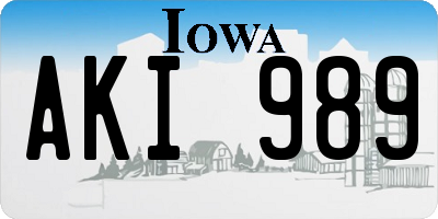 IA license plate AKI989