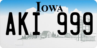 IA license plate AKI999