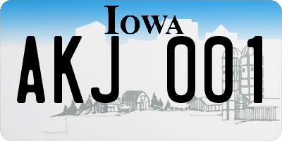 IA license plate AKJ001
