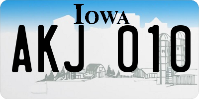 IA license plate AKJ010