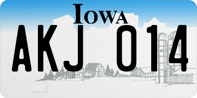 IA license plate AKJ014