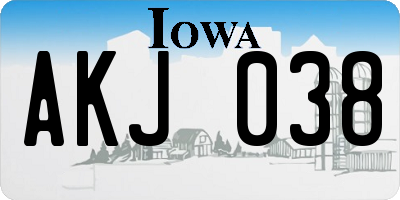 IA license plate AKJ038