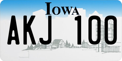 IA license plate AKJ100