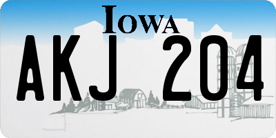 IA license plate AKJ204